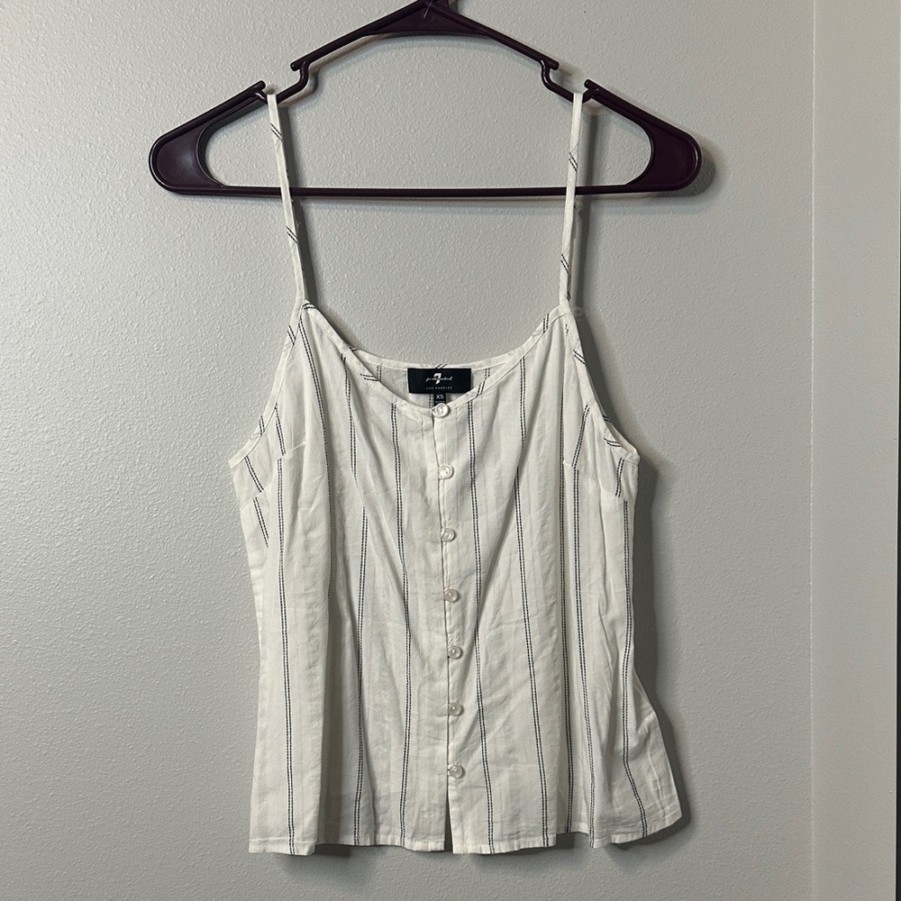 7 For All Mankind White Striped Camisole